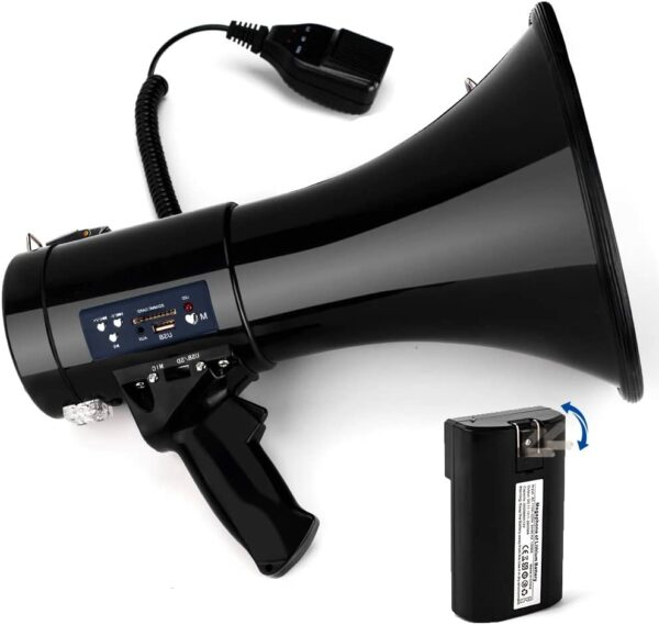 Loudmore 50 Watt Professional 15" Large Megaphone Bullhorn with Detachable Microphone