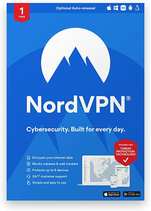NordVPN 1-Year VPN & Cybersecurity Software Subscription For 6 Devices
